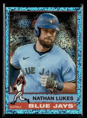 2025 Topps Heritage Nathan Lukes #601 Chrome Light Blue Sparkle Refr Blue Jays