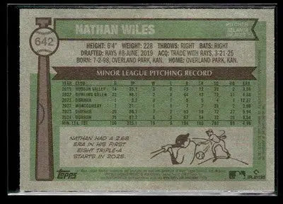2025 Topps Heritage Nathan Wiles #642 RC Atlanta Braves