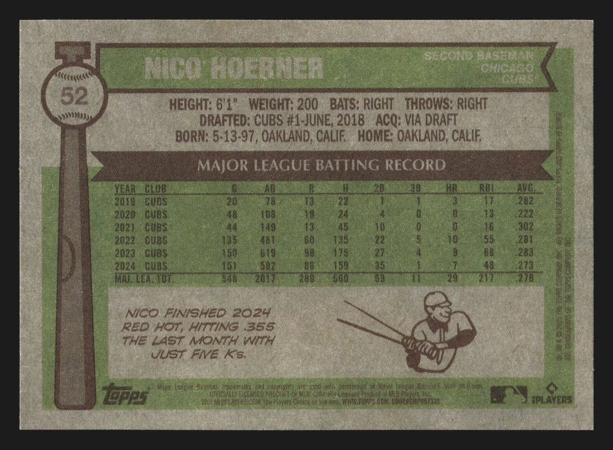 2025 Topps Heritage Nico Hoerner #52 Chicago Cubs - Baseball Card Single