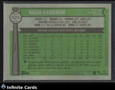 2025 Topps Heritage NOAH CAMERON #625 Light Blue Sparkle Refr Royals RC