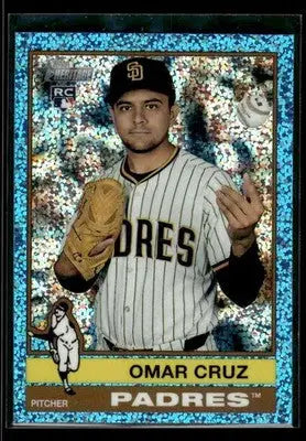 2025 Topps Heritage Omar Cruz #516 Light Blue Sparkle Refr RC San Diego Padres