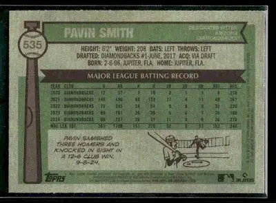 2025 Topps Heritage Pavin Smith #535 Arizona Diamondbacks