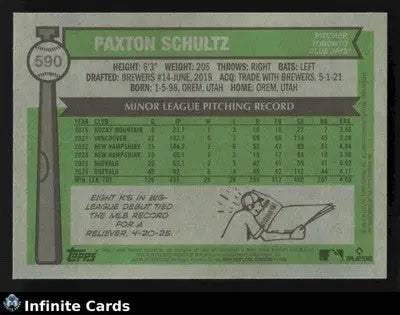 2025 Topps Heritage PAXTON SCHULTZ #590 Chrome RC Toronto Blue Jays RC