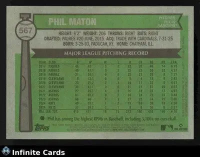 2025 Topps Heritage PHIL MATON #567 Chrome [Base] Texas Rangers