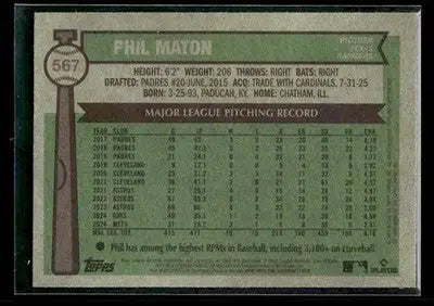 2025 Topps Heritage Phil Maton #567 Texas Rangers