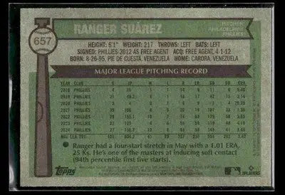 2025 Topps Heritage Ranger Suárez #657 Philadelphia Phillies