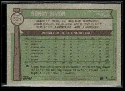 2025 Topps Heritage Ronny Simon #521 RC Pittsburgh Pirates