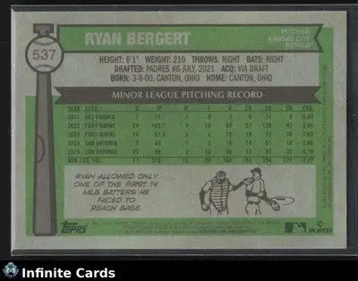 2025 Topps Heritage RYAN BERGERT #537 RC [Base] Kansas City Royals RC