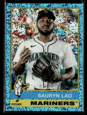 2025 Topps Heritage Sauryn Lao #675 Chrome Light Blue Sparkle Refr RC Mariners