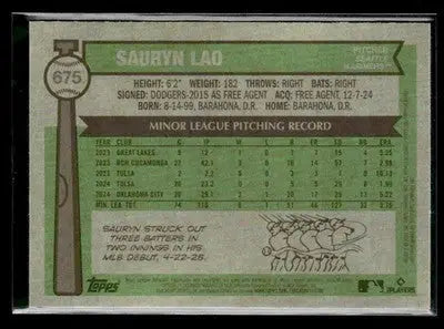 2025 Topps Heritage Sauryn Lao #675 Chrome Light Blue Sparkle Refr RC Mariners