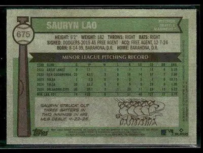 2025 Topps Heritage Sauryn Lao #675 RC Seattle Mariners