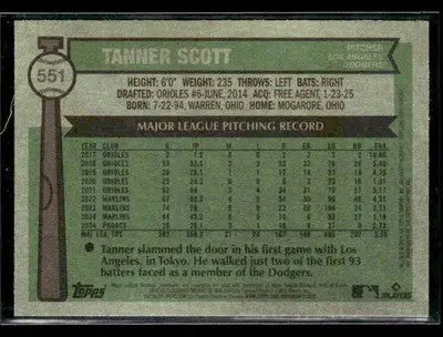 2025 Topps Heritage Tanner Scott #551 Los Angeles Dodgers