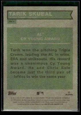 2025 Topps Heritage Tarik Skubal #AW-6 Award Winners Detroit Tigers - Baseball Card Single