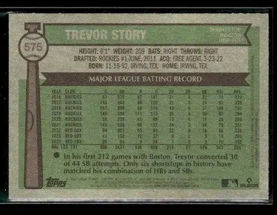 2025 Topps Heritage Trevor Story #575 Boston Red Sox
