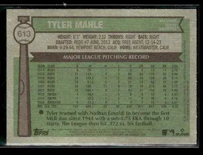 2025 Topps Heritage Tyler Mahle #613 Texas Rangers