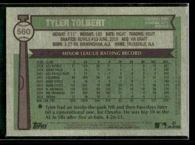 2025 Topps Heritage Tyler Tolbert #560 RC Kansas City Royals