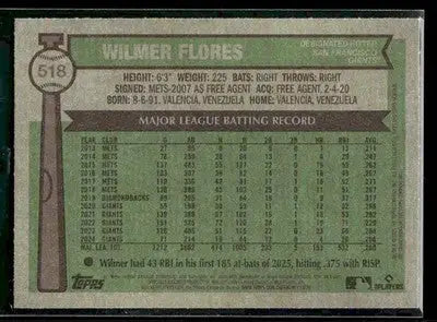 2025 Topps Heritage Wilmer Flores #518 San Francisco Giants