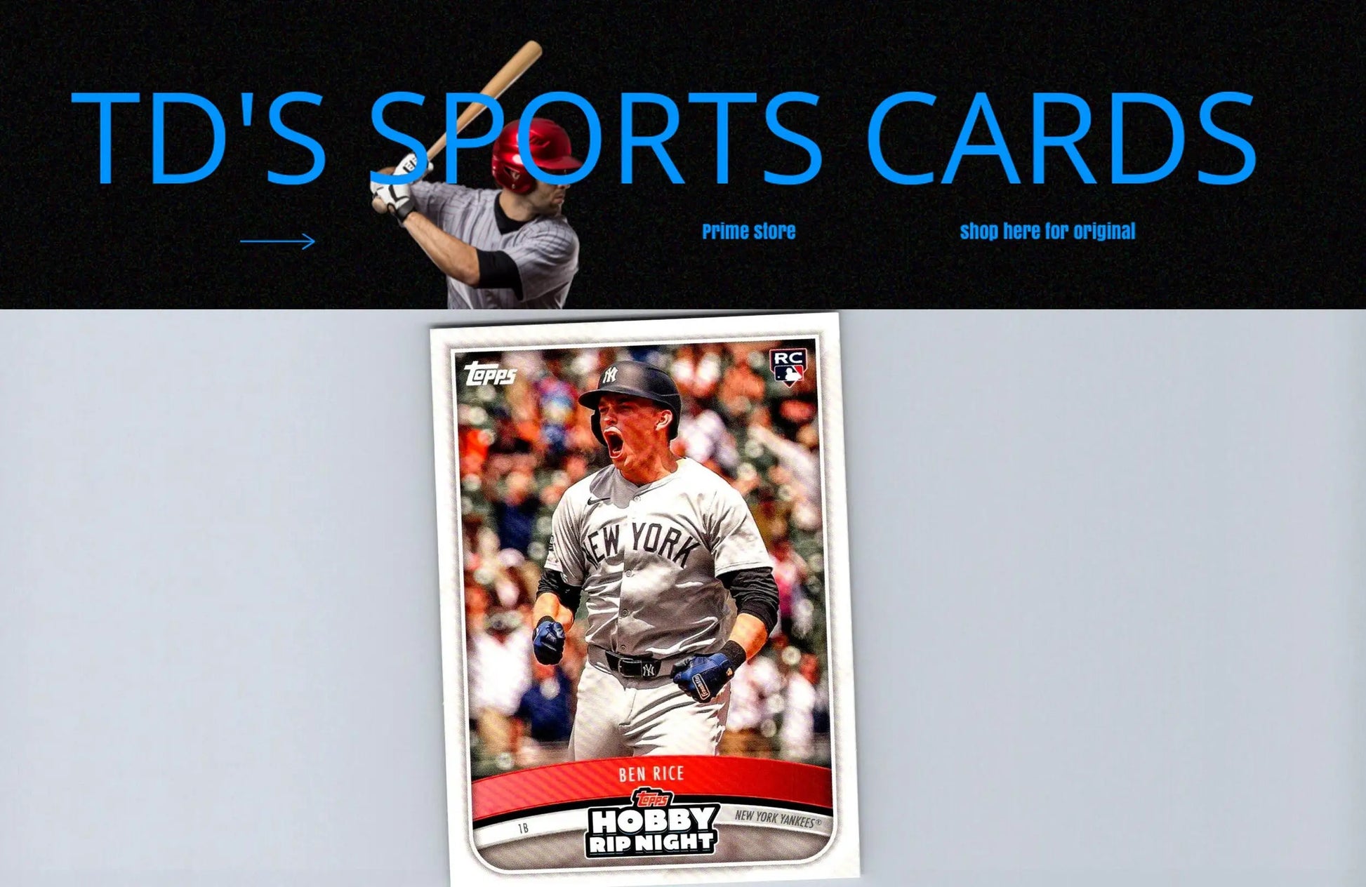 Ben Rice baseball card from 2025 Topps Hobby Rip Night set