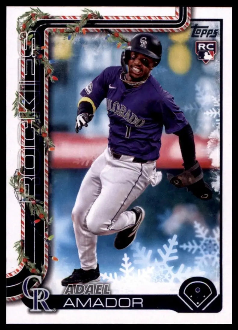 2025 Topps Holiday Adael Amador Rookie #H42 Colorado Rockies Baseball Card MLB - Baseball Card