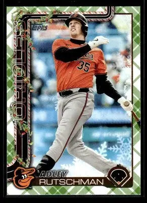 2025 Topps Holiday Adley Rutschman #H191 Green Holiday Plaid Baltimore Orioles