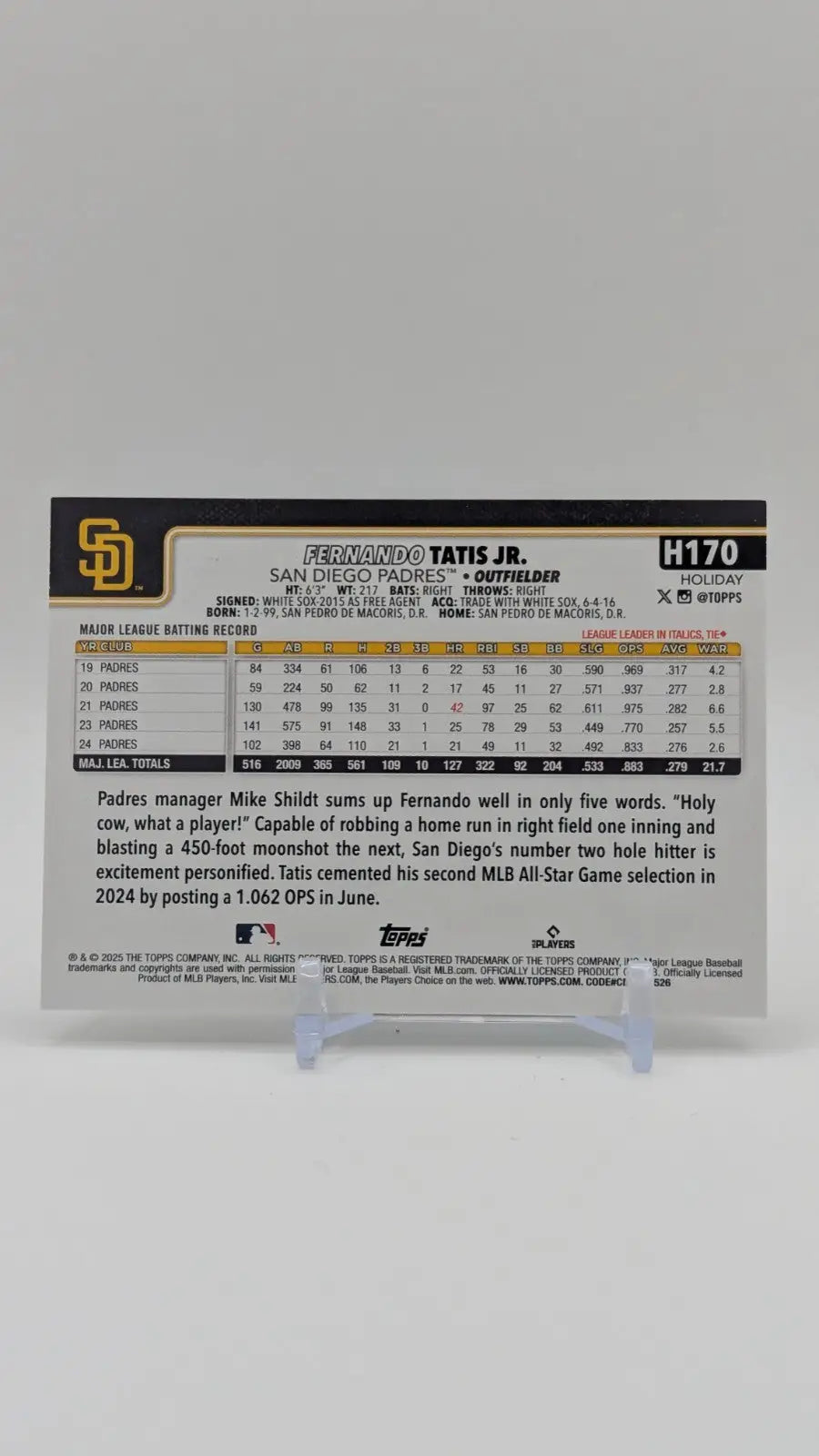 2025 Topps Holiday Baseball Fernando Tatis Jr. H170 Silver Glitter - Baseball Card Single