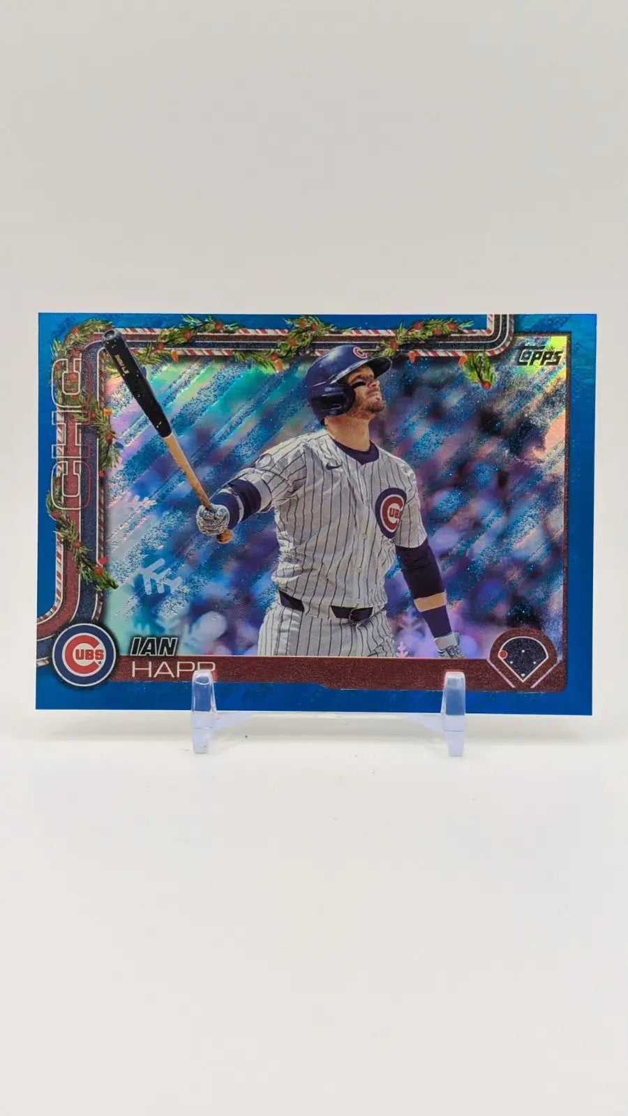 2025 Topps Holiday Baseball Ian Happ H27 Blue Glitter - Baseball Card Single