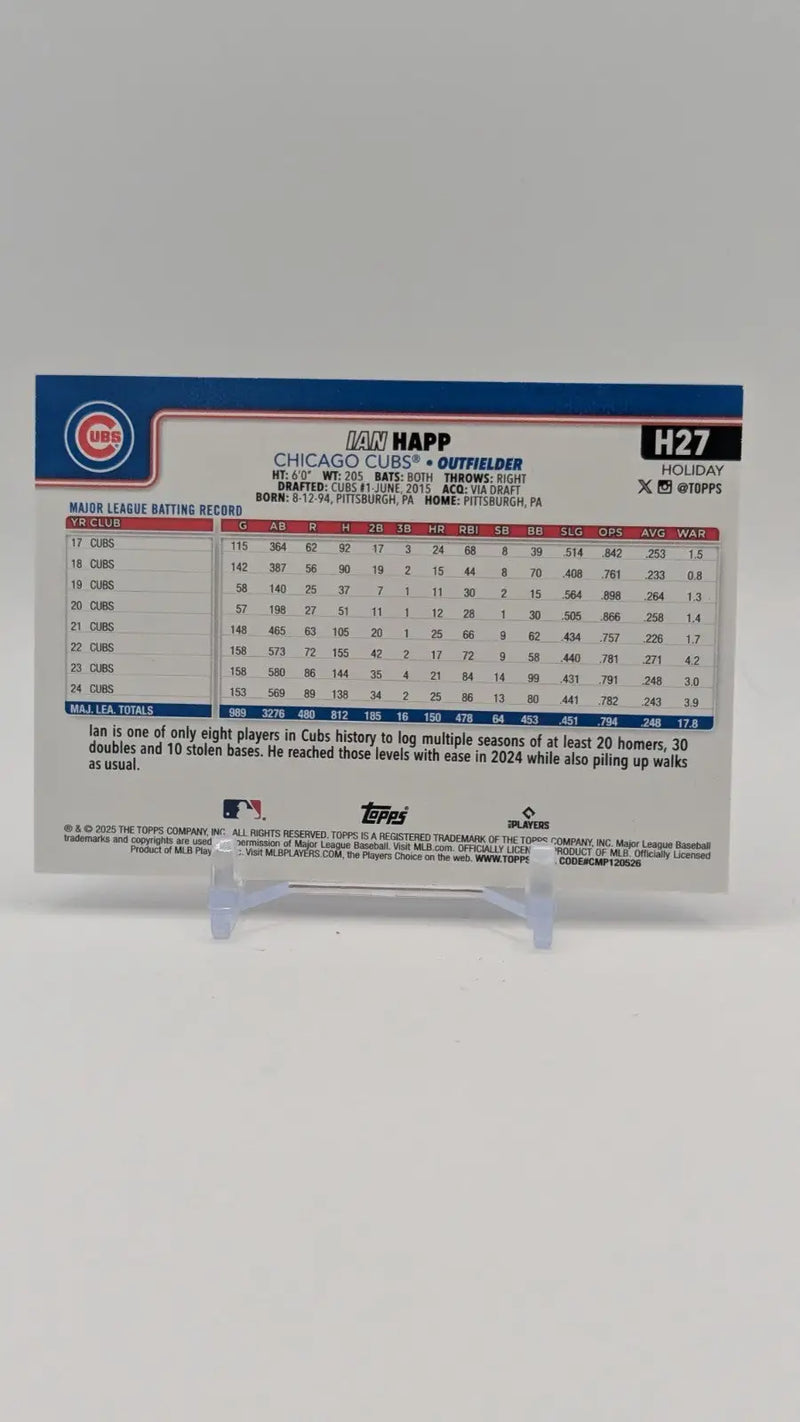 2025 Topps Holiday Baseball Ian Happ H27 Blue Glitter - Baseball Card Single