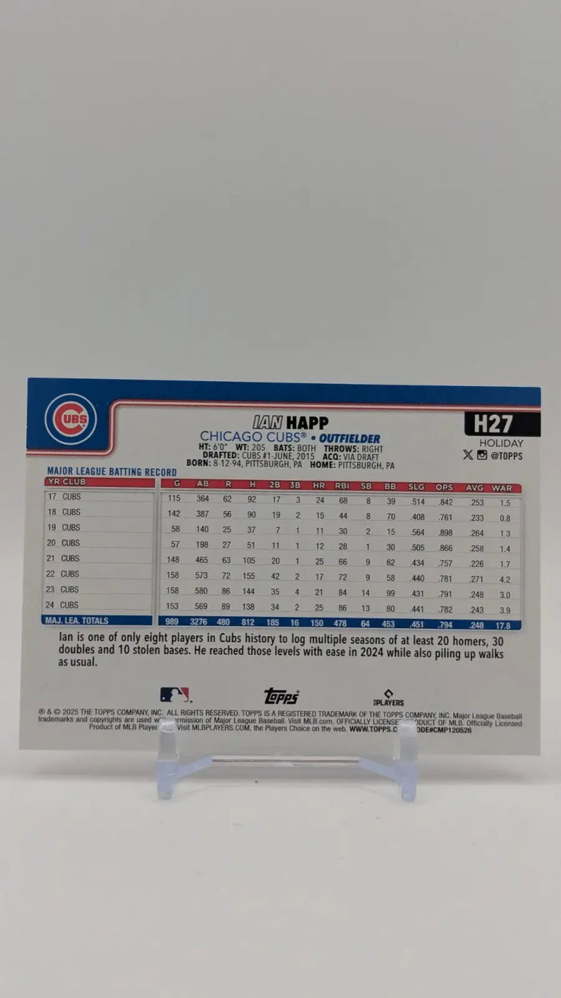 2025 Topps Holiday Baseball Ian Happ H27 Silver Glitter - Baseball Card Single