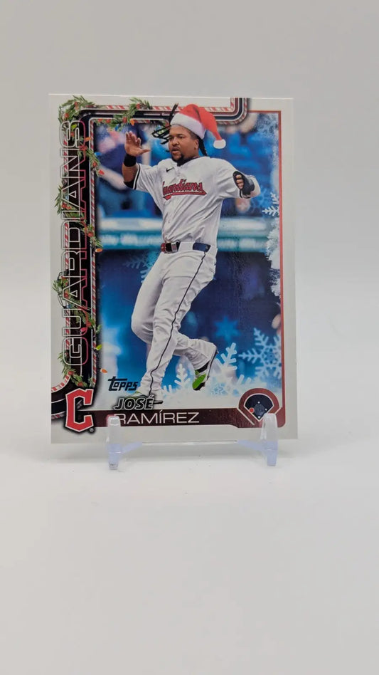 2025 Topps Holiday Baseball Jose Ramirez Holiday Variation SP Santa Hat - Baseball Card Single