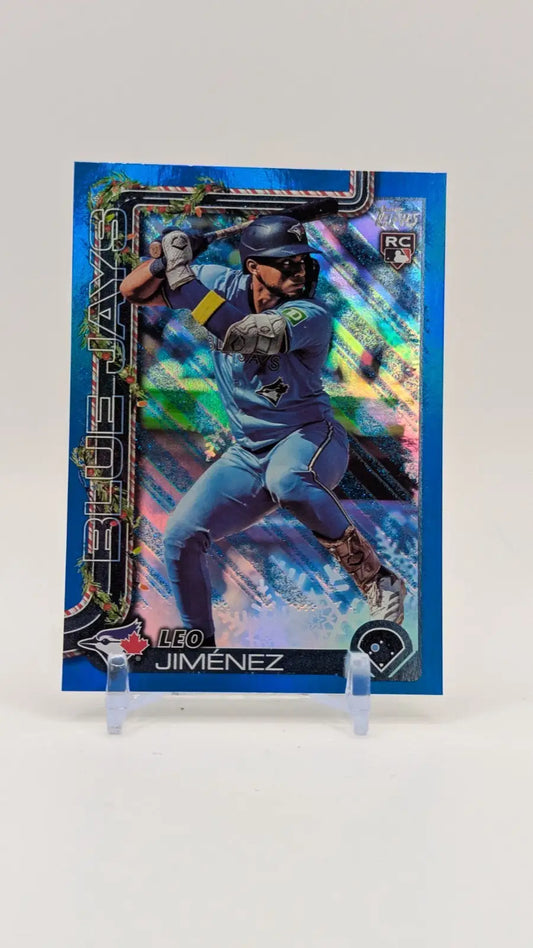 2025 Topps Holiday Baseball Leo Jiminez H57 Blue Glitter - Baseball Card Single