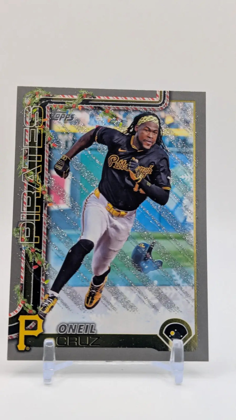 2025 Topps Holiday Baseball Oneil Cruz H73 Silver Glitter Holiday - Baseball Card Single