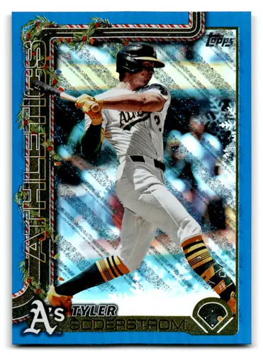 2025 Topps Holiday Blue Metallic Glitter Holiday #H32 Tyler Soderstrom ID:80543 - Baseball Card Single