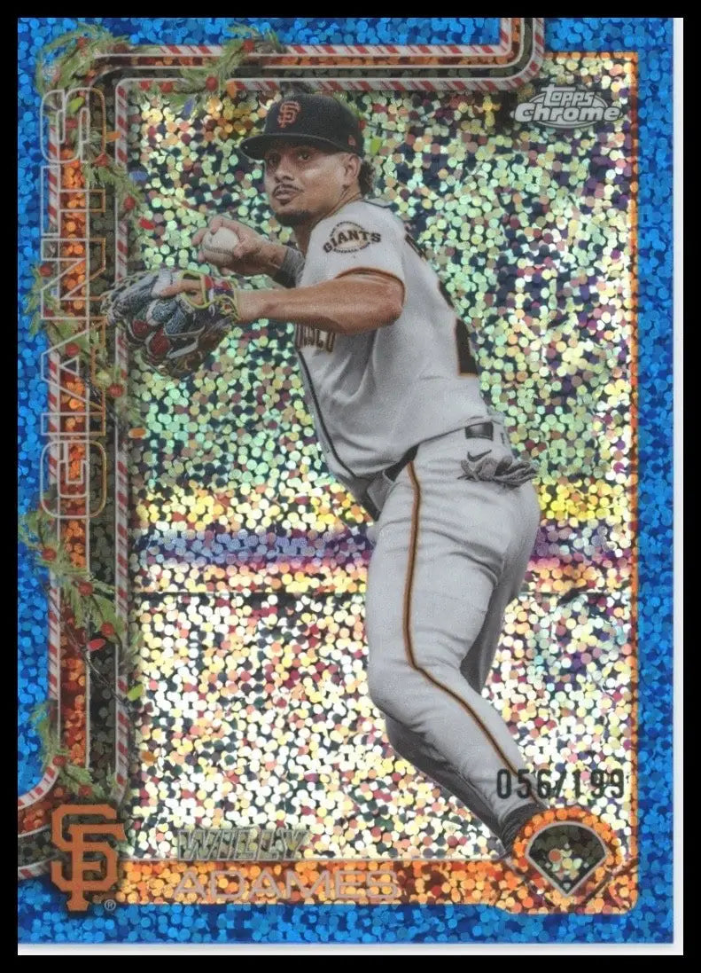 2025 Topps Holiday Chrome Blue Sparkle /199 #HC110 San Francisco Giants Baseball - Trading Card