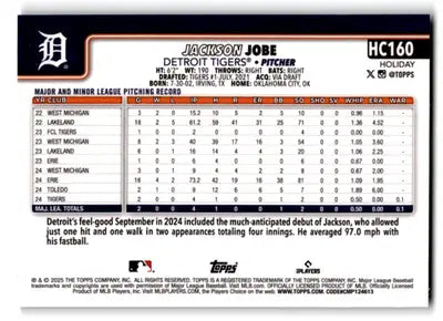 2025 Topps Holiday Chrome Refractor Purple Refractor #HC160 Jackson Job ID:79809 - Baseball Card Single