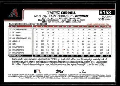 2025 Topps Holiday Corbin Carroll #H158 Arizona Diamondbacks