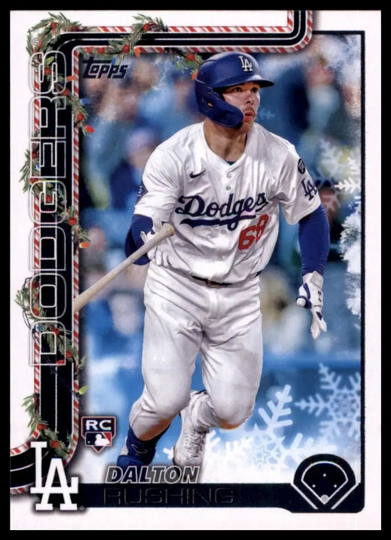 2025 Topps Holiday Dalton Rushing Rookie #H105 Los Angeles Dodgers Baseball Card