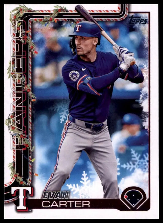2025 Topps Holiday Evan Carter #H2 Texas Rangers Baseball Card MLB Sports - Baseball Card Single