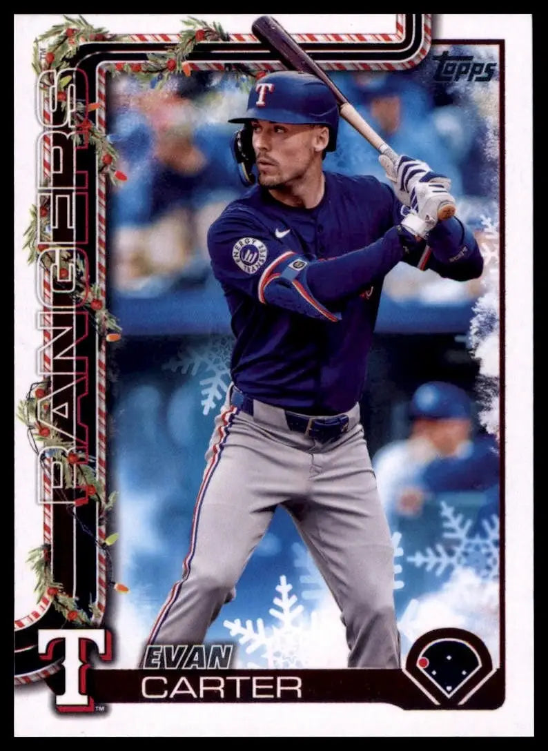 2025 Topps Holiday Evan Carter #H2 Texas Rangers Baseball Card MLB Sports - Baseball Card Single