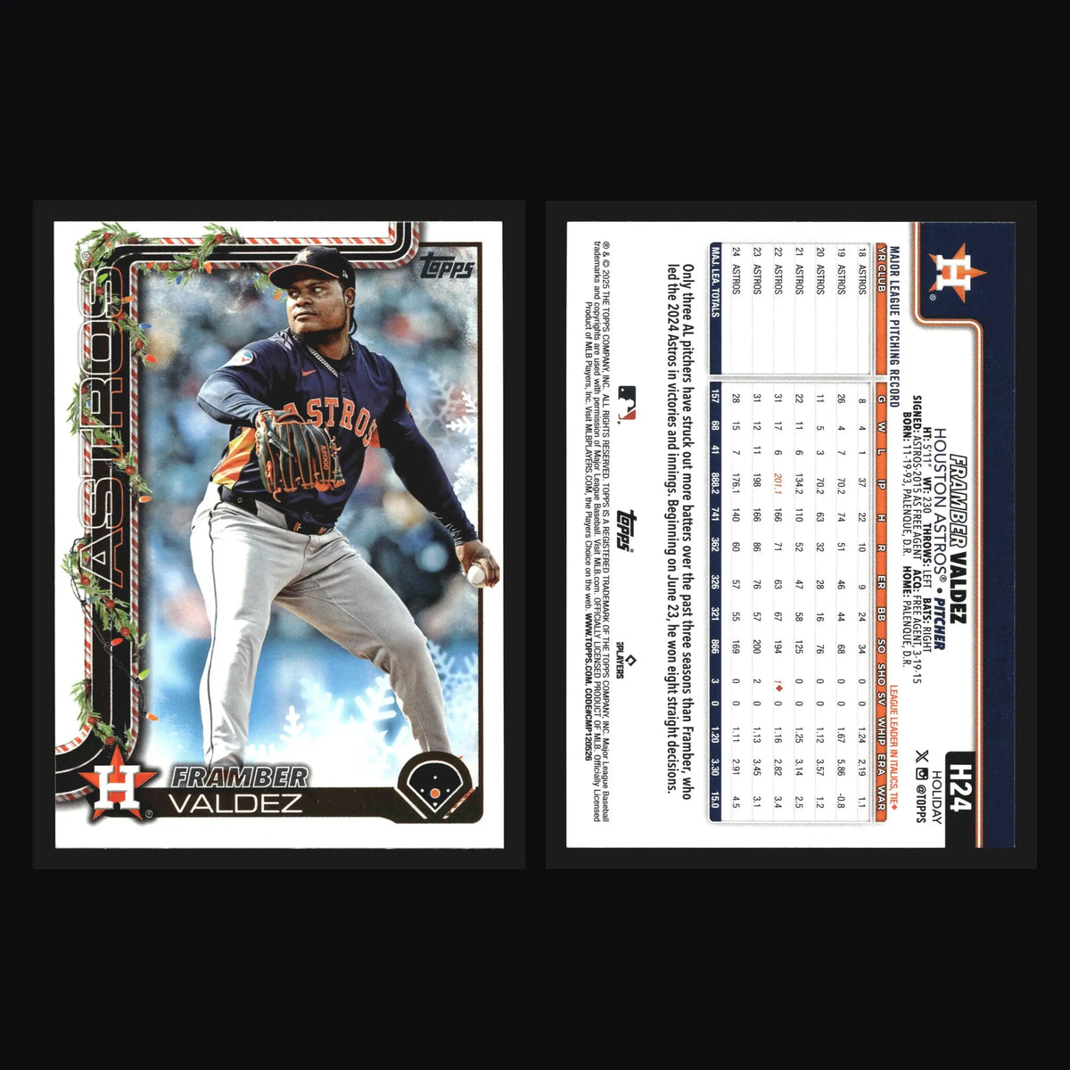 2025 Topps Holiday Framber Valdez #H24 Houston Astros - Baseball Card Single