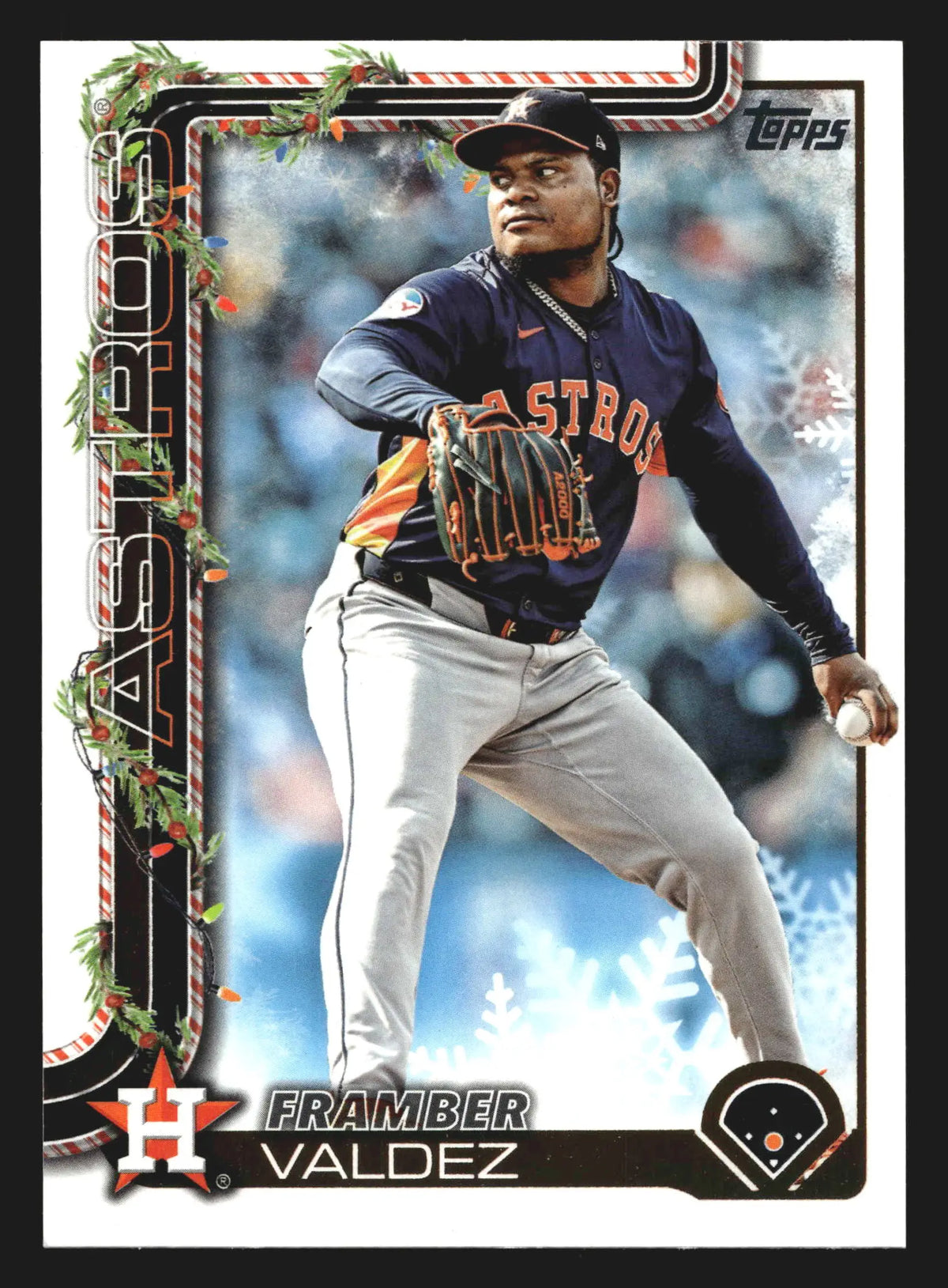 2025 Topps Holiday Framber Valdez #H24 Houston Astros - Baseball Card Single