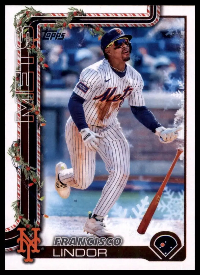 2025 Topps Holiday Francisco Lindor #H171 New York Mets Baseball Card MLB Sports - Baseball Card Single