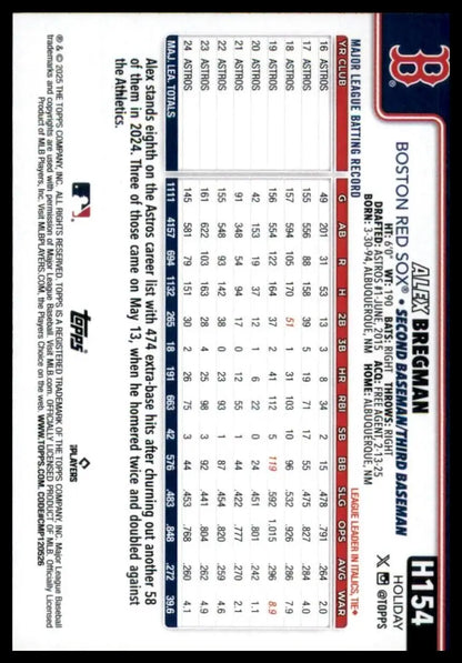 2025 Topps Holiday Glitter Alex Bregman #H154 Boston Red Sox Baseball Card MLB - Baseball Card