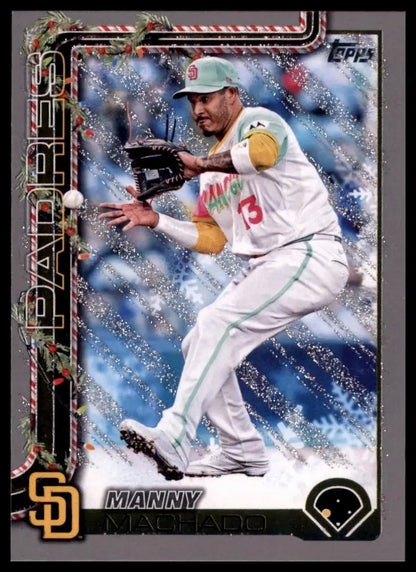 2025 Topps Holiday Glitter Manny Machado #H91 San Diego Padres Baseball Card MLB - Baseball Card