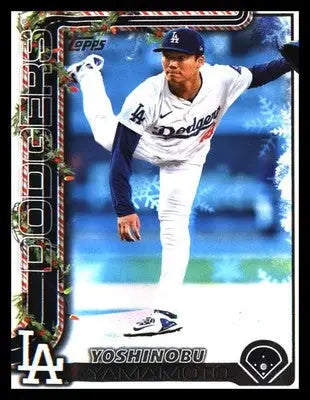 2025 Topps Holiday Green Holiday Plaid #H159 Yoshinobu Yamamoto - Baseball Card Single