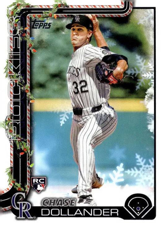 2025 Topps Holiday #H130 Chase Dollander NM-MT RC Rookie Colorado Rockies Baseball Card - Baseball Card Single