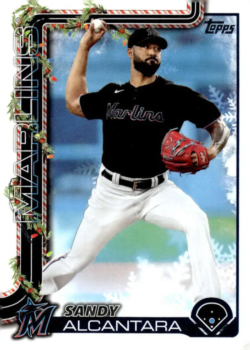 2025 Topps Holiday #H144 Sandy Alcantara NM-MT Miami Marlins Baseball Card - Baseball Card Single