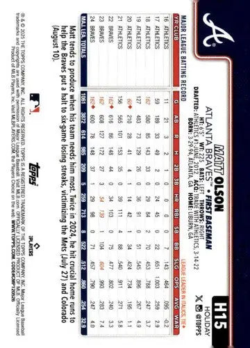 2025 Topps Holiday #H15 Matt Olson NM-MT Braves ID:79833 - Baseball Card Single