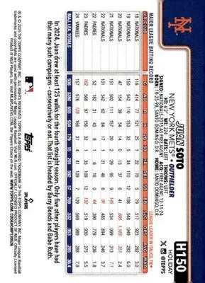 2025 Topps Holiday #H150 Juan Soto NM-MT Mets ID:79959 - Baseball Card Single