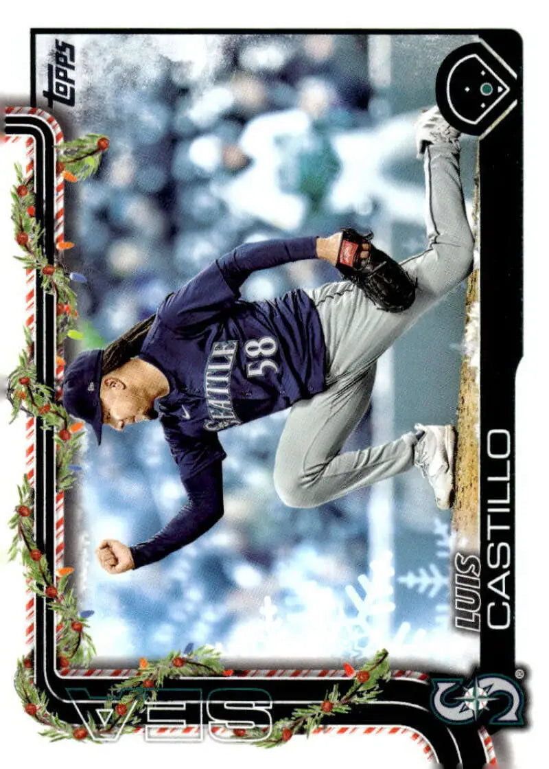 2025 Topps Holiday #H152 Luis Castillo NM-MT Seattle Mariners Baseball Card - Baseball Card Single