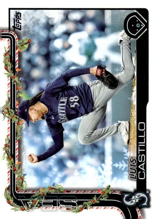 2025 Topps Holiday #H152 Luis Castillo NM-MT Seattle Mariners Baseball Card - Baseball Card Single